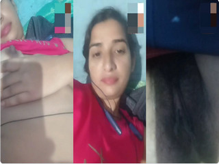 Beautiful Indian girl aara Singh show her cute boobs & hairy pussy in VC